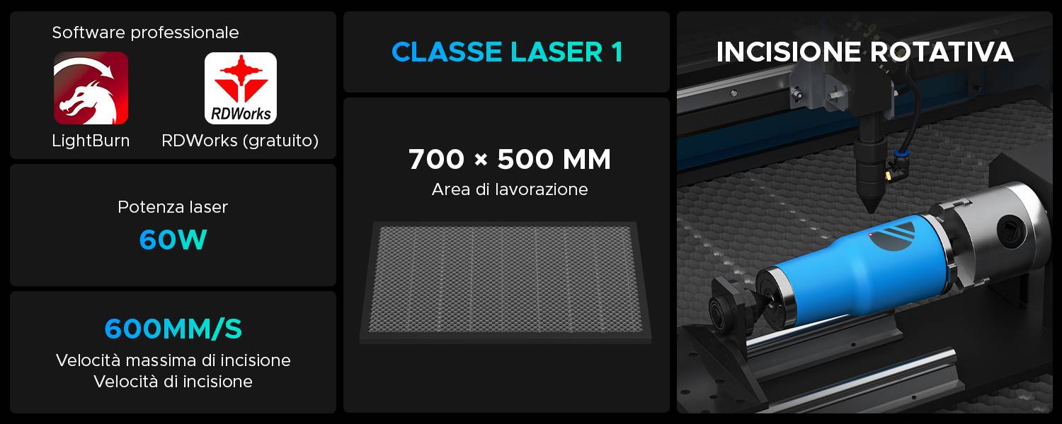 area grande 60w incisore laser