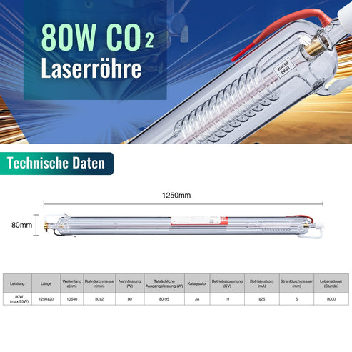 Tubo laser CO2 80W e tubo laser per incisori laser | 0080