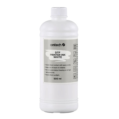 Inchiostro bianco OMTech DTF, ricarica da 500 ml di inchiostro a pigmenti per stampa su pellicola di trasferimento termico