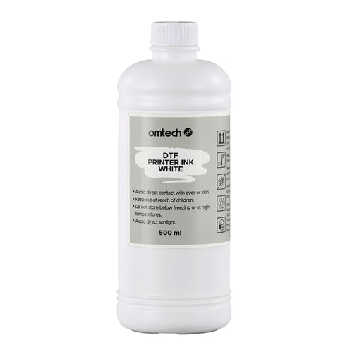 Inchiostro bianco OMTech DTF, ricarica da 500 ml di inchiostro a pigmenti per stampa su pellicola di trasferimento termico