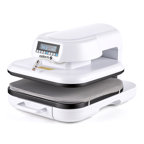 Termopressa automatica OMTech DTF 38 × 38 cm con apertura automatica, guida laser e piano estraibile
