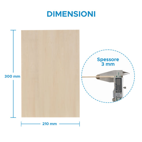 10 Fogli di Legno di Compensato per Incisione Taglio Laser per Progetti Fai da Te - Betulla Premium