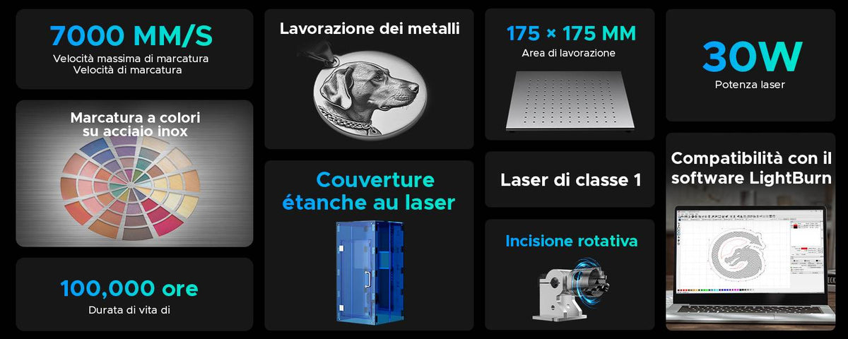 Incisore laser Mop per la marcatura dei metalli con i colori