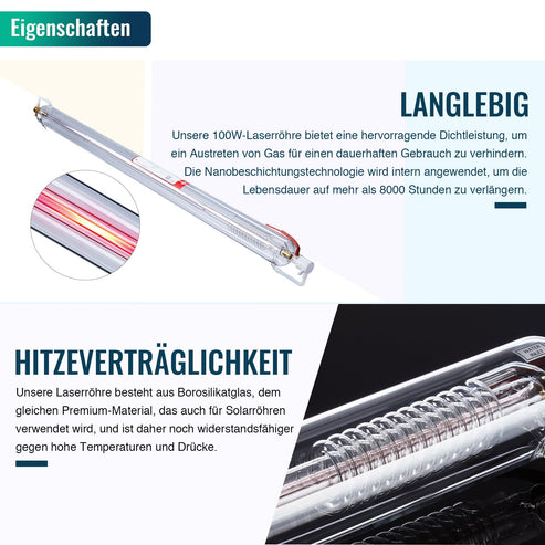 Tubo laser CO2 da 100W per incisori e tagliatori laser | 0100